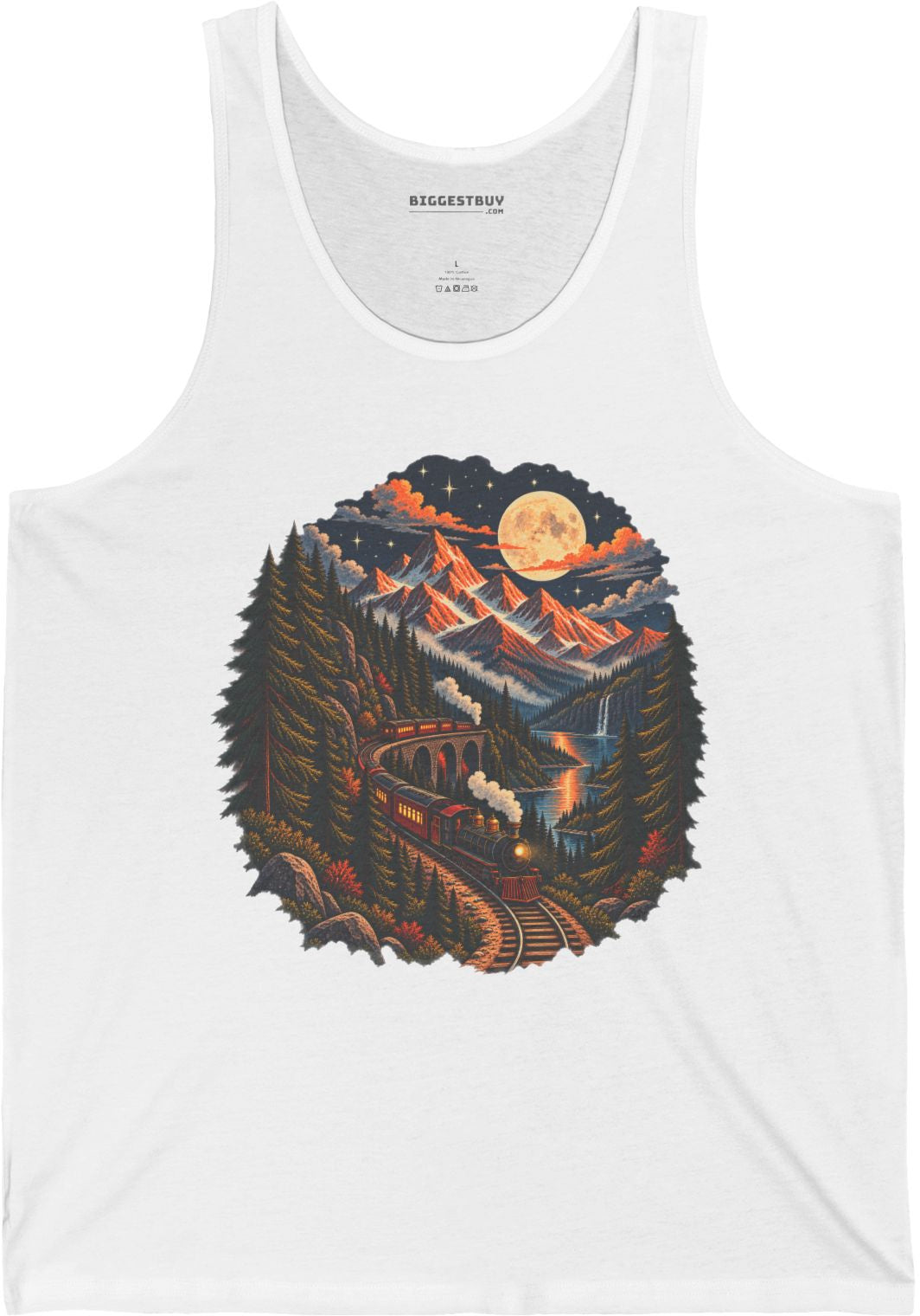Midnight Rails - Jersey Tank Top in White, front view