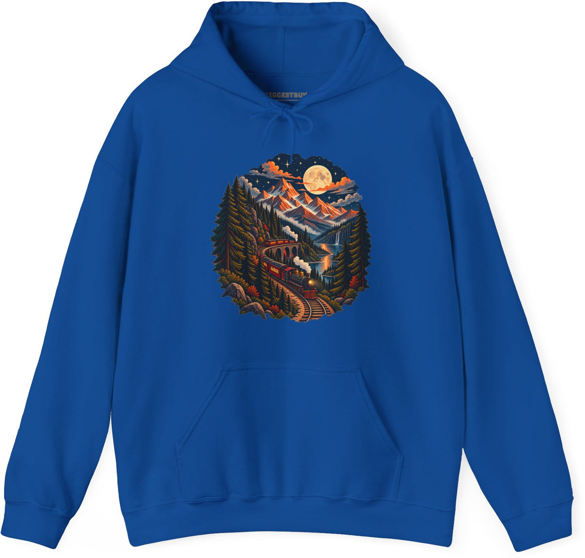 Midnight Rails - Pullover Hoodie in Royal, front view