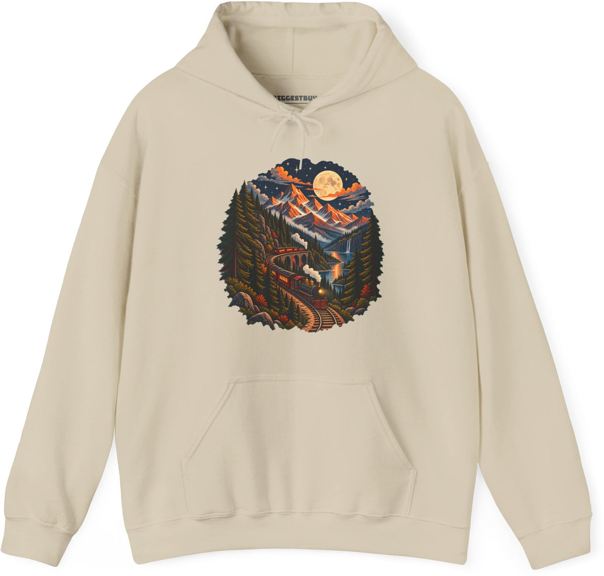 Midnight Rails - Pullover Hoodie in Sand, front view