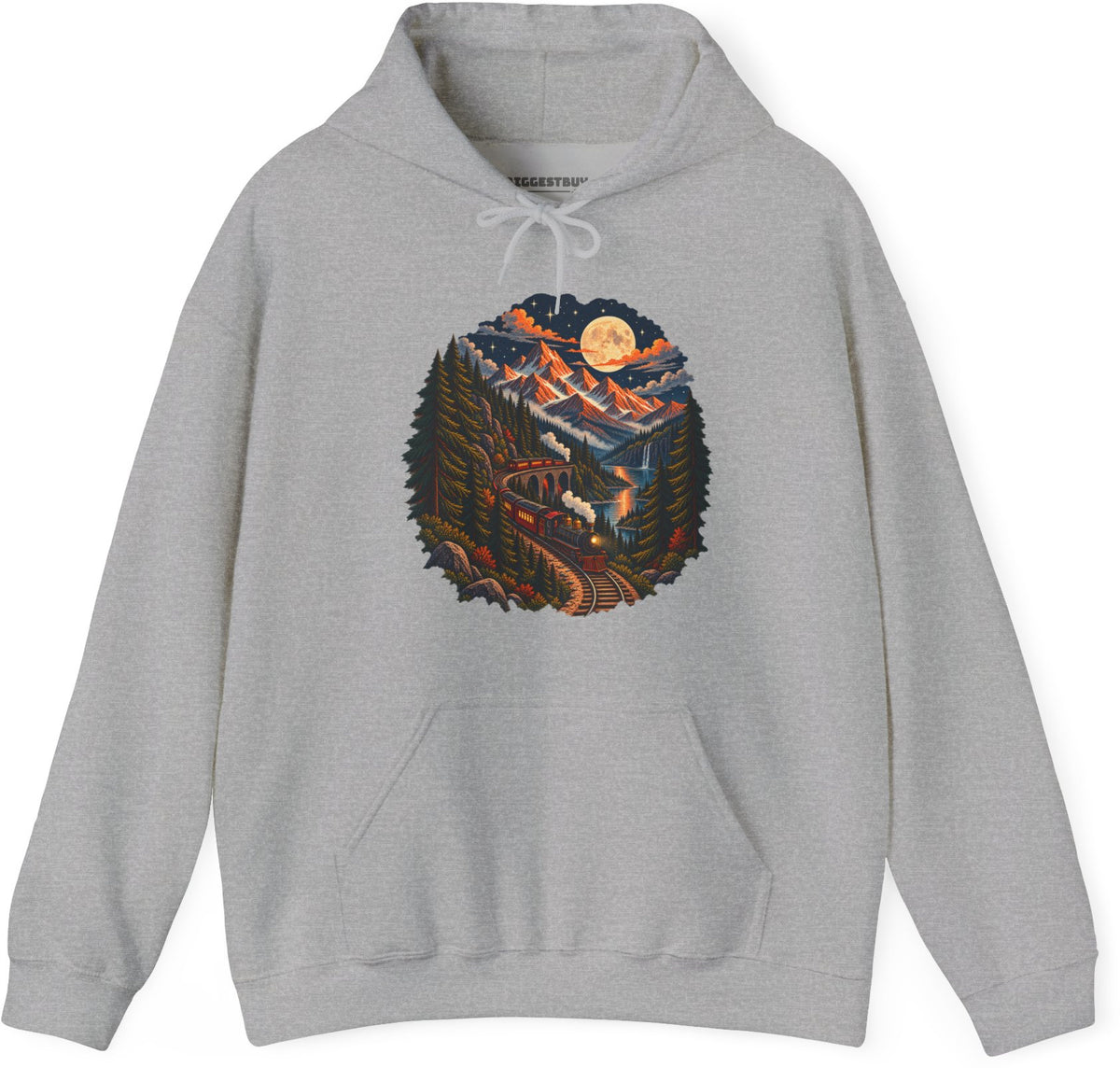 Midnight Rails - Pullover Hoodie in Sport Grey, front view