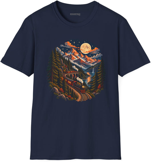 Midnight Rails - Softstyle T-Shirt in Navy, front view