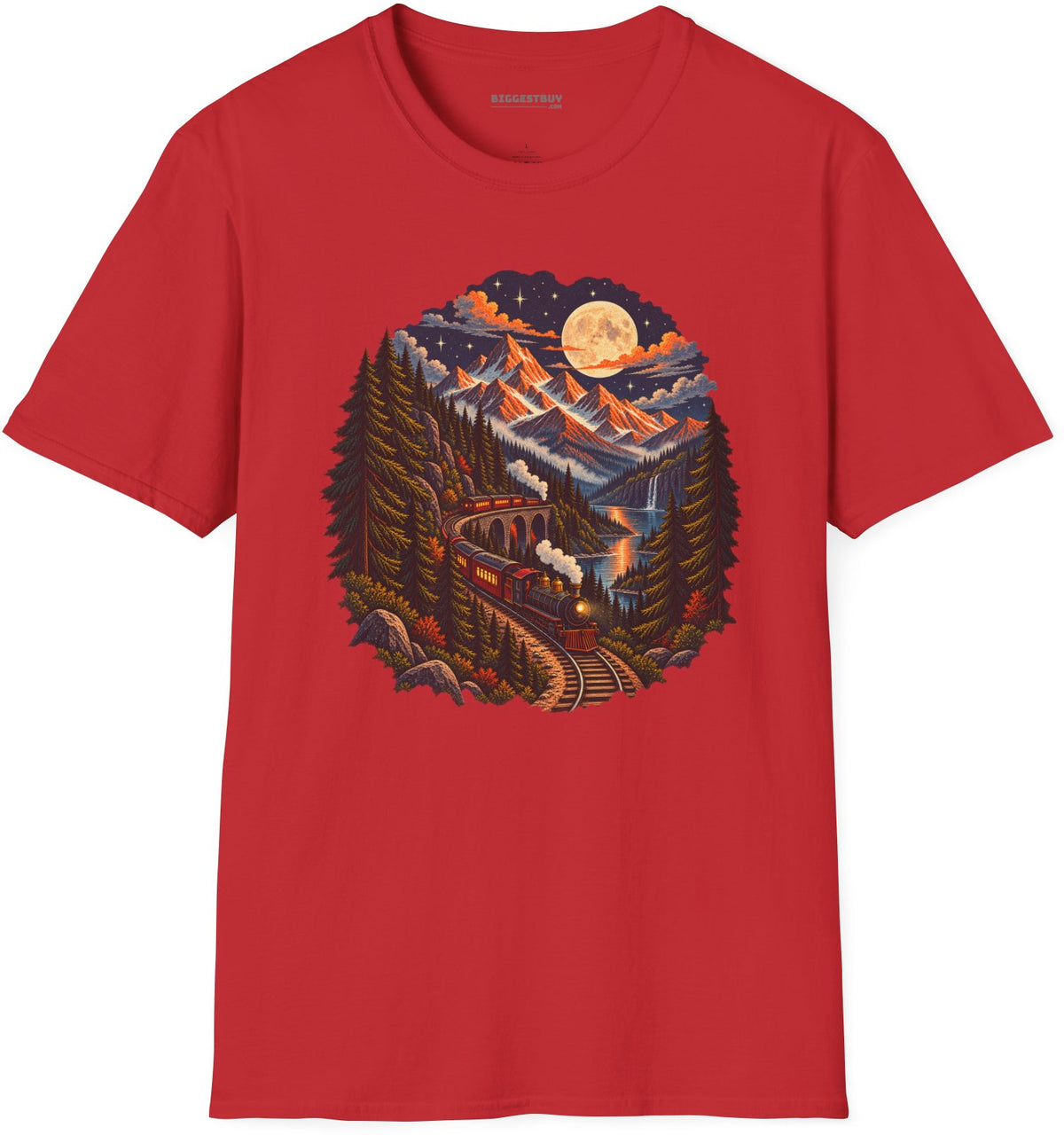 Midnight Rails - Softstyle T-Shirt in Red, front view