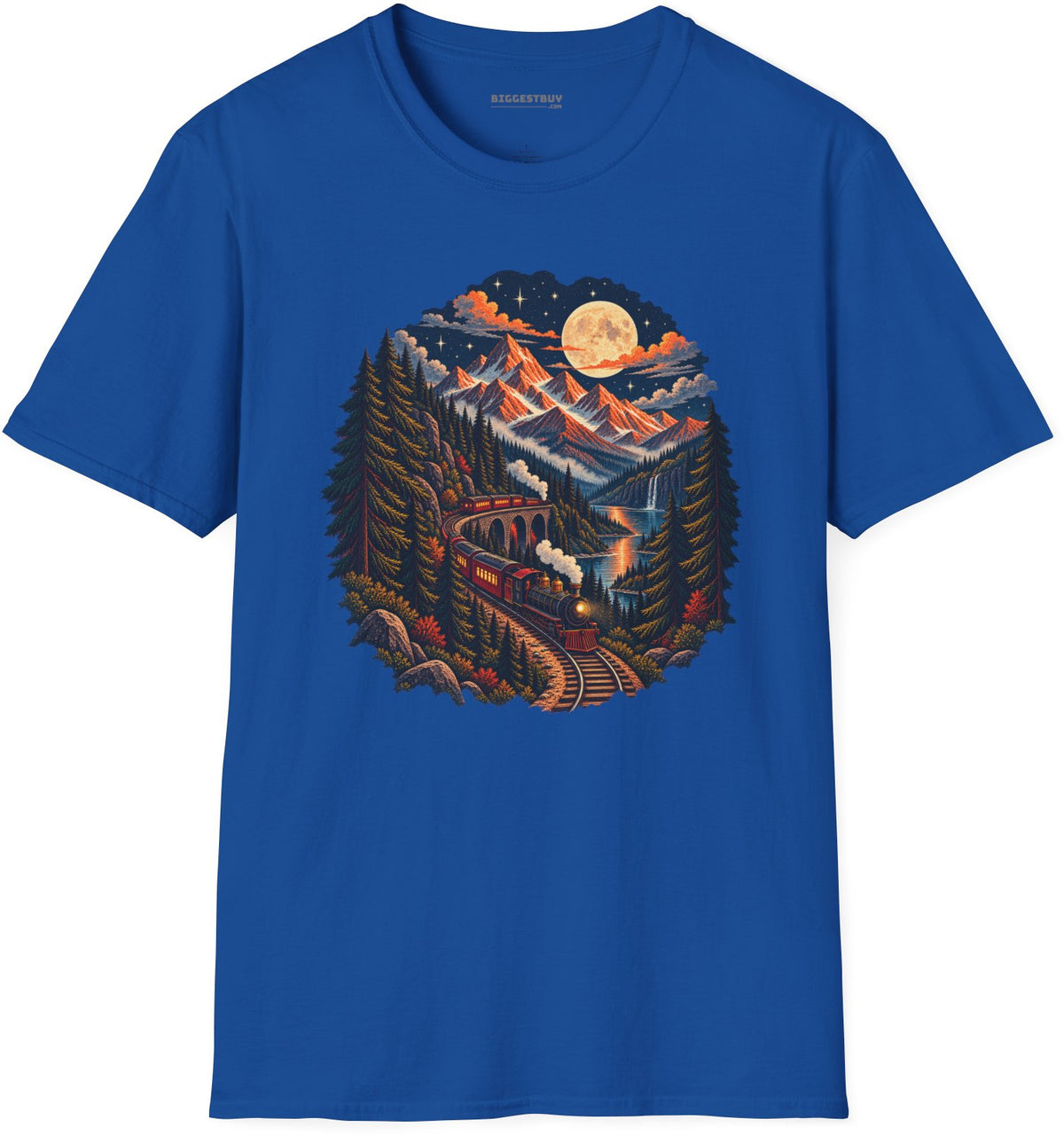 Midnight Rails - Softstyle T-Shirt in Royal, front view