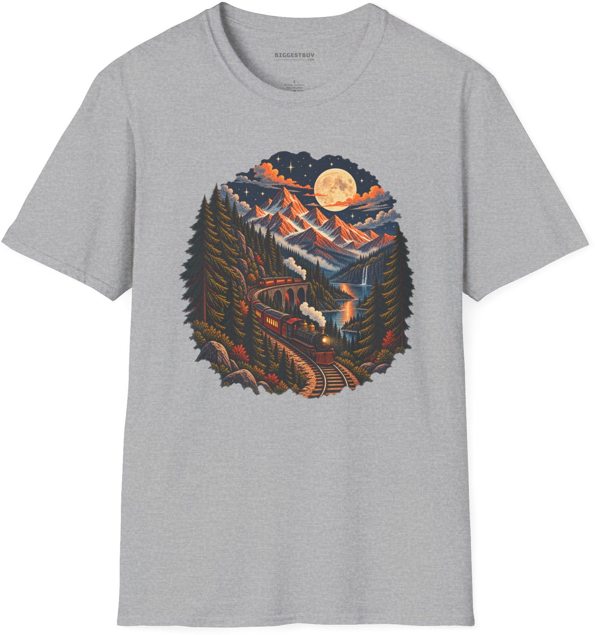 Midnight Rails - Softstyle T-Shirt in Sport Grey, front view