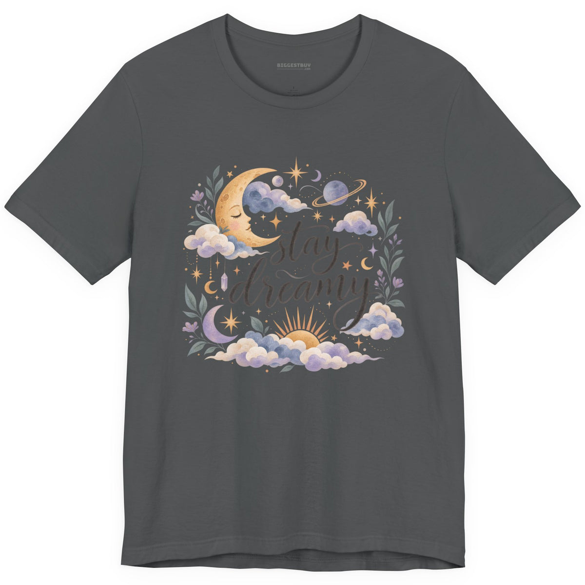 Moonlit Dreams - Classic Jersey Tee in Asphalt, front view