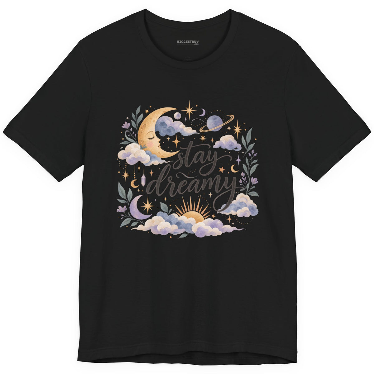Moonlit Dreams - Classic Jersey Tee in Black, front view