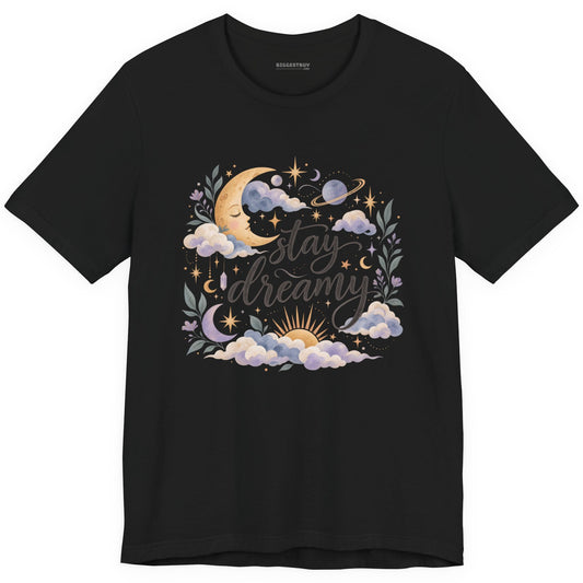 Moonlit Dreams - Classic Jersey Tee in Black, front view