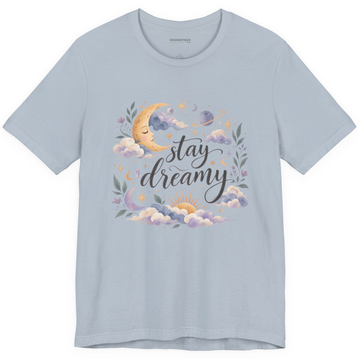 Moonlit Dreams - Classic Jersey Tee in Light Blue, front view