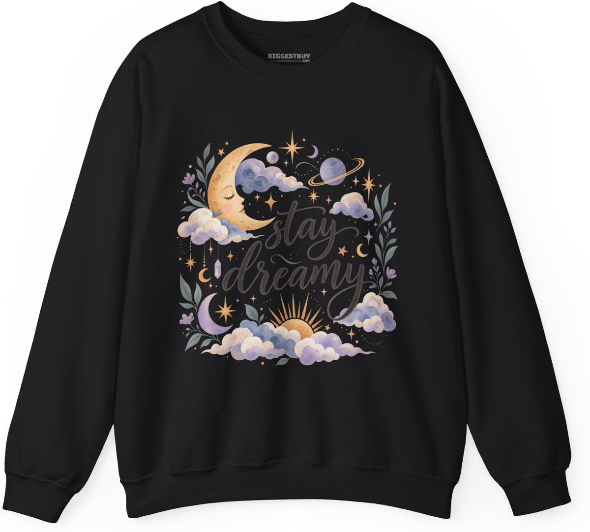 Moonlit Dreams - Crewneck Sweatshirt in Black, front view