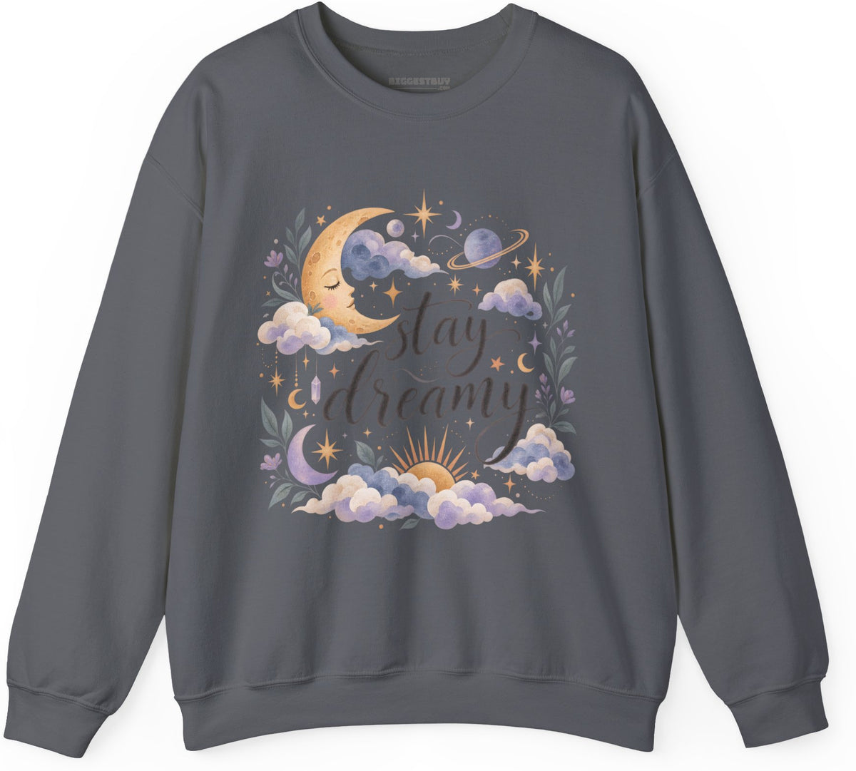 Moonlit Dreams - Crewneck Sweatshirt in Charcoal, front view