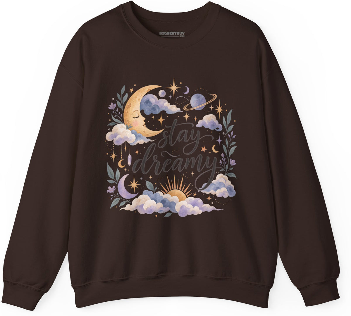 Moonlit Dreams - Crewneck Sweatshirt in Dark Chocolate, front view