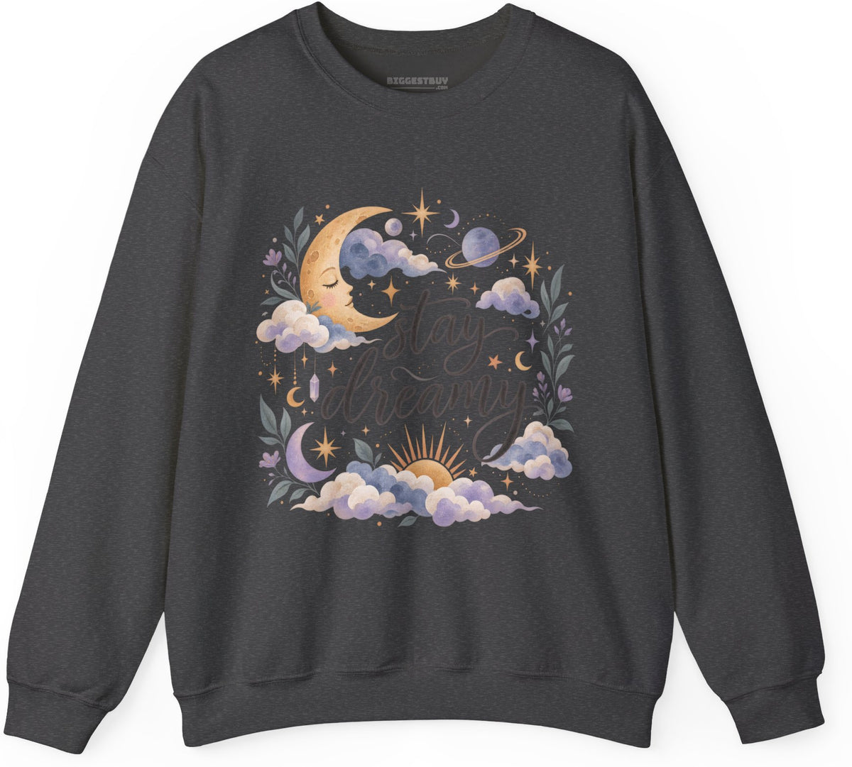 Moonlit Dreams - Crewneck Sweatshirt in Dark Heather, front view