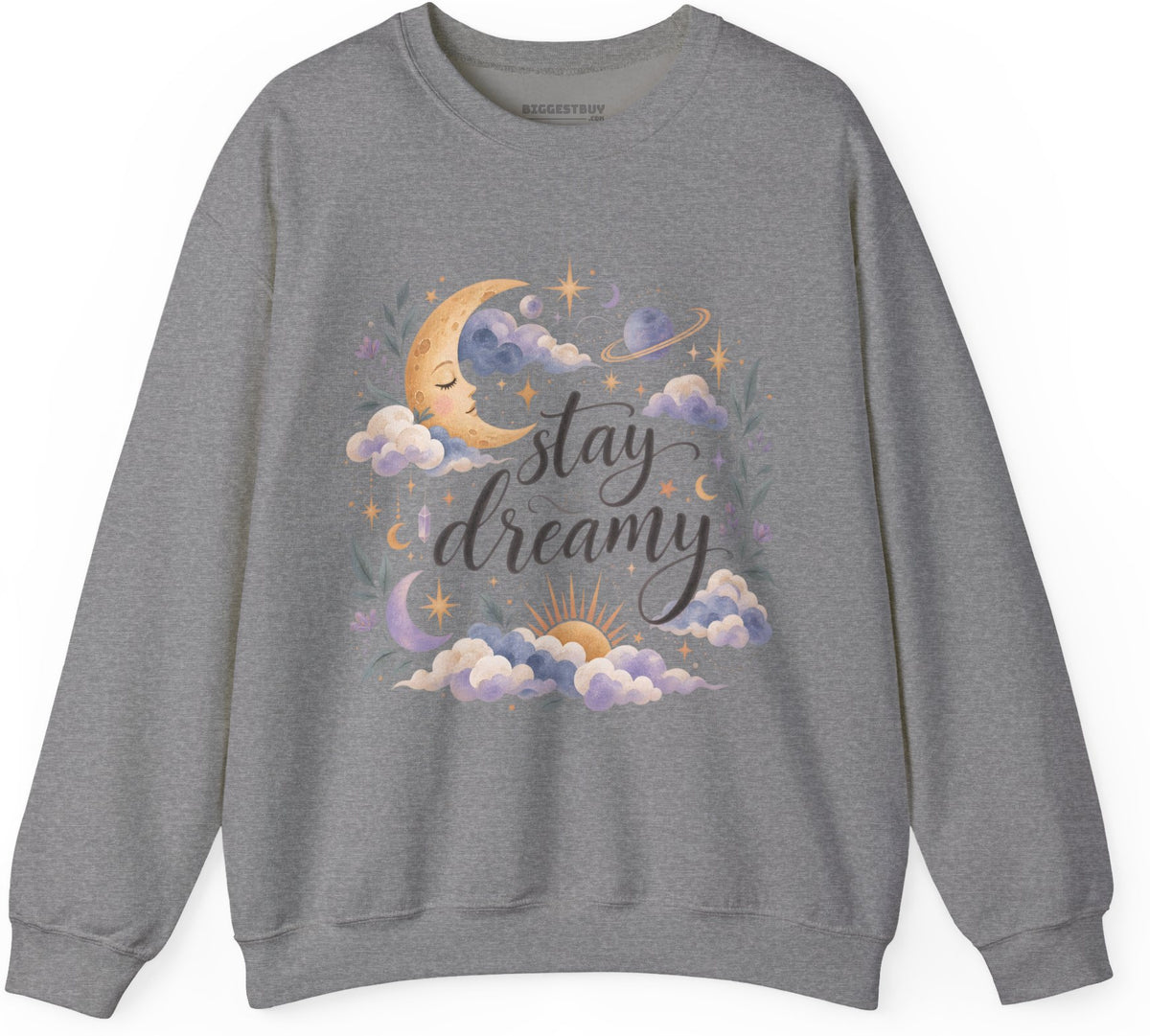 Moonlit Dreams - Crewneck Sweatshirt in Graphite Heather, front view