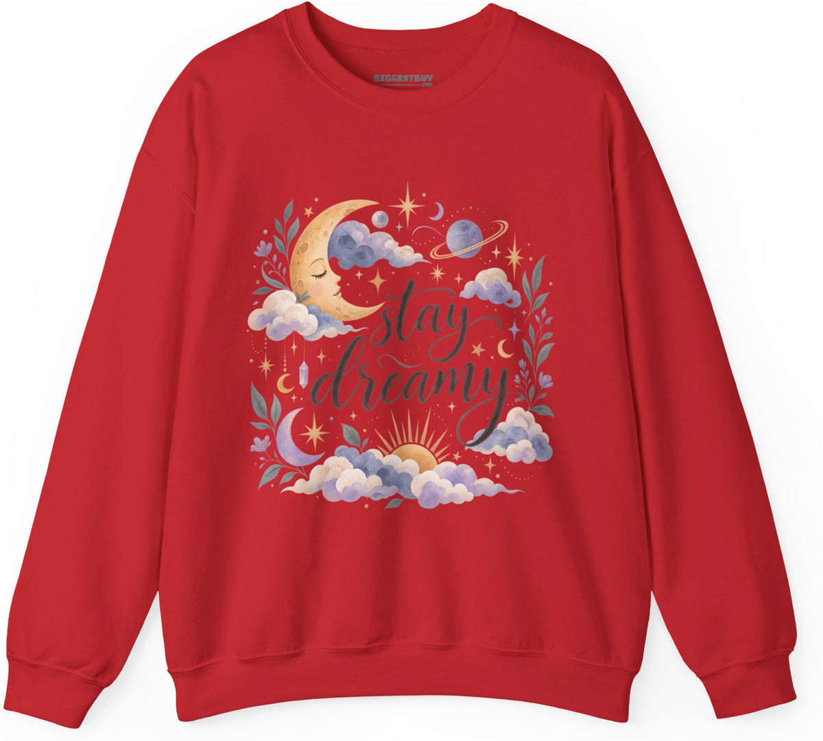 Moonlit Dreams - Crewneck Sweatshirt in Red, front view
