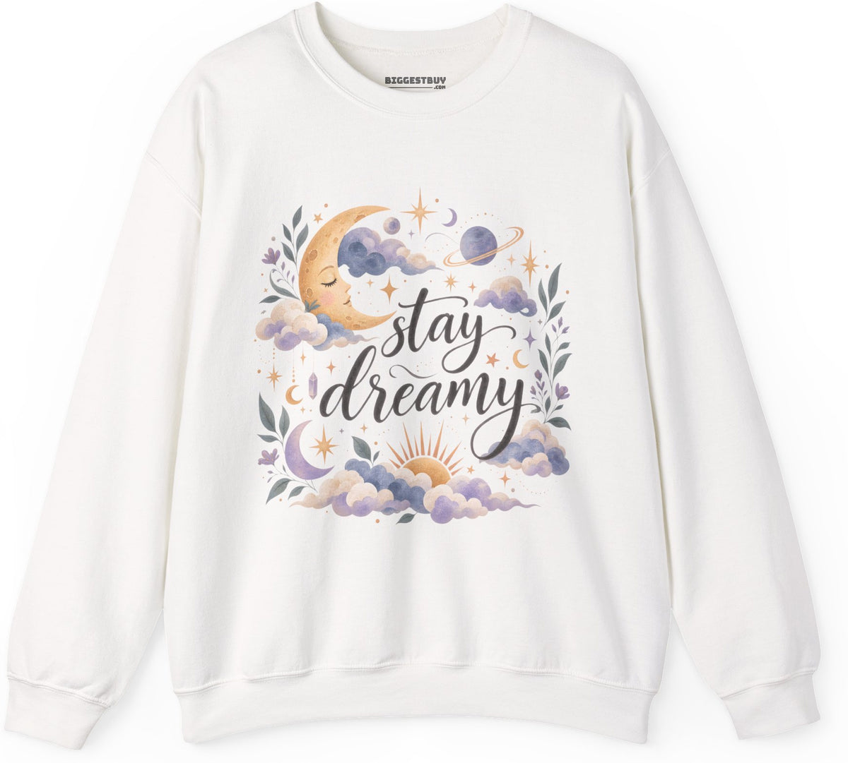 Moonlit Dreams - Crewneck Sweatshirt in White, front view