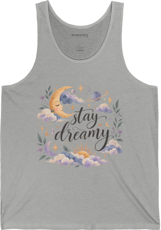 Moonlit Dreams - Jersey Tank Top in Athletic Heather, front view