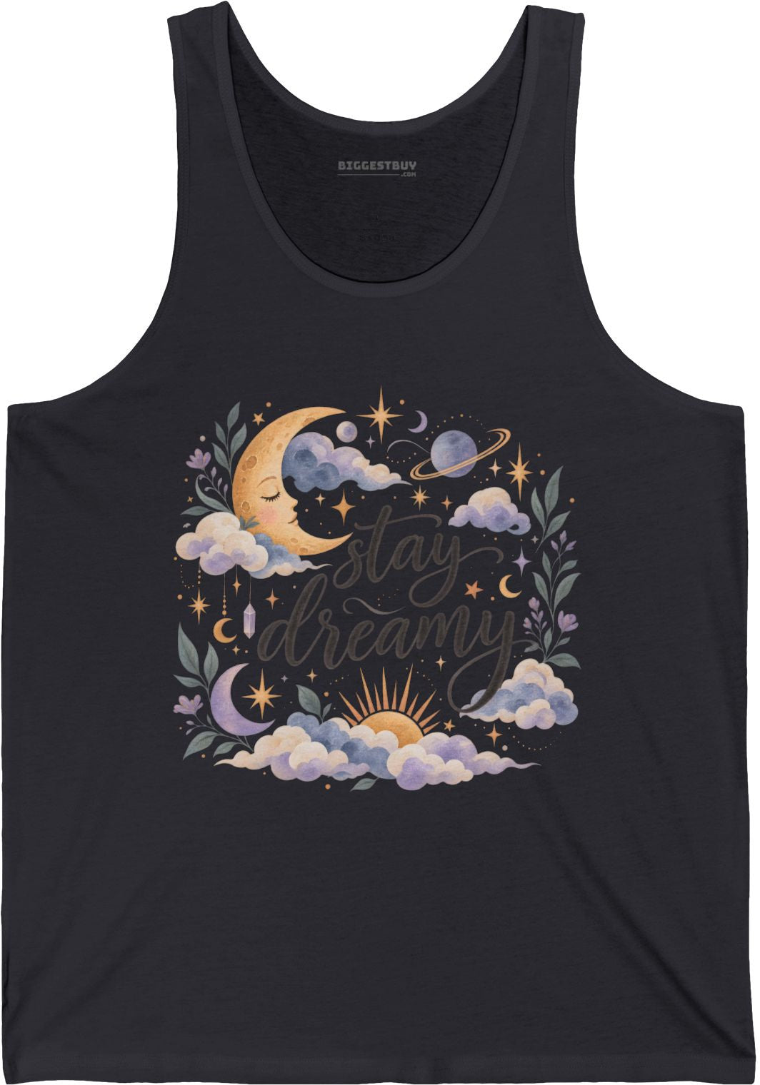 Moonlit Dreams - Jersey Tank Top in Dark Grey, front view
