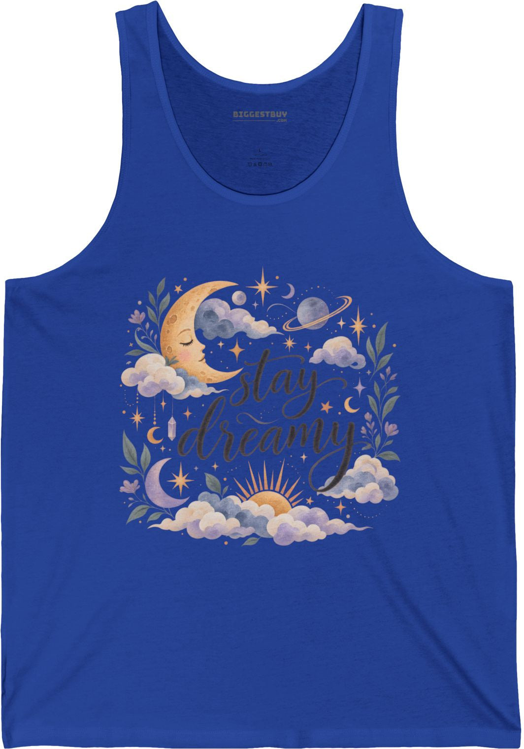 Moonlit Dreams - Jersey Tank Top in True Royal, front view