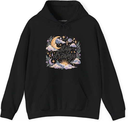 Moonlit Dreams - Pullover Hoodie in Black, front view