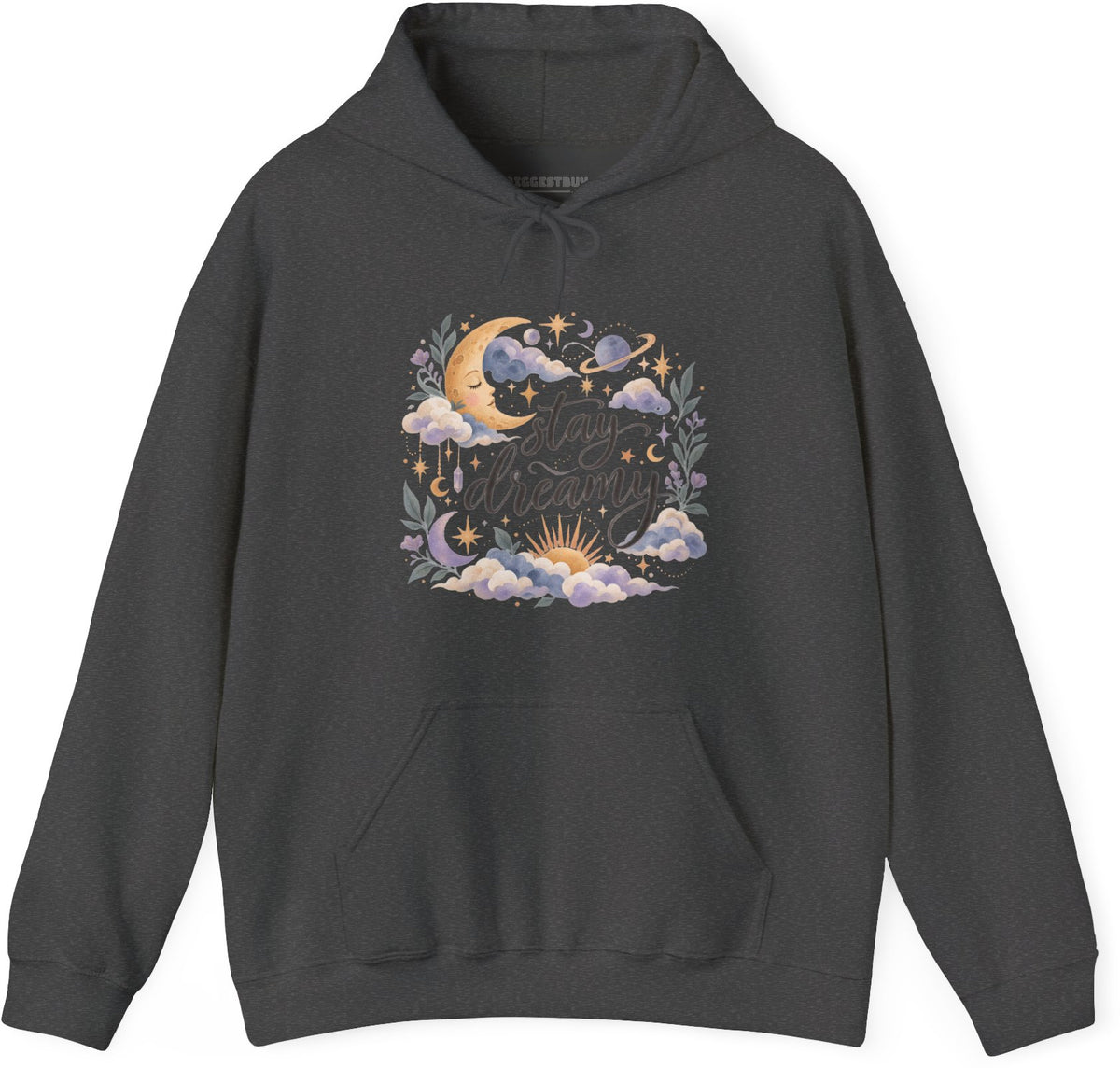 Moonlit Dreams - Pullover Hoodie in Dark Heather, front view