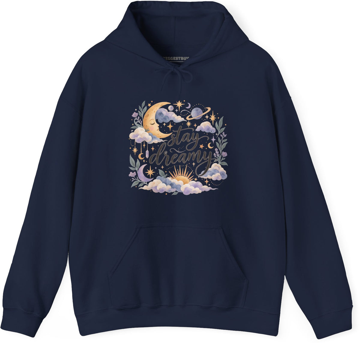 Moonlit Dreams - Pullover Hoodie in Navy, front view