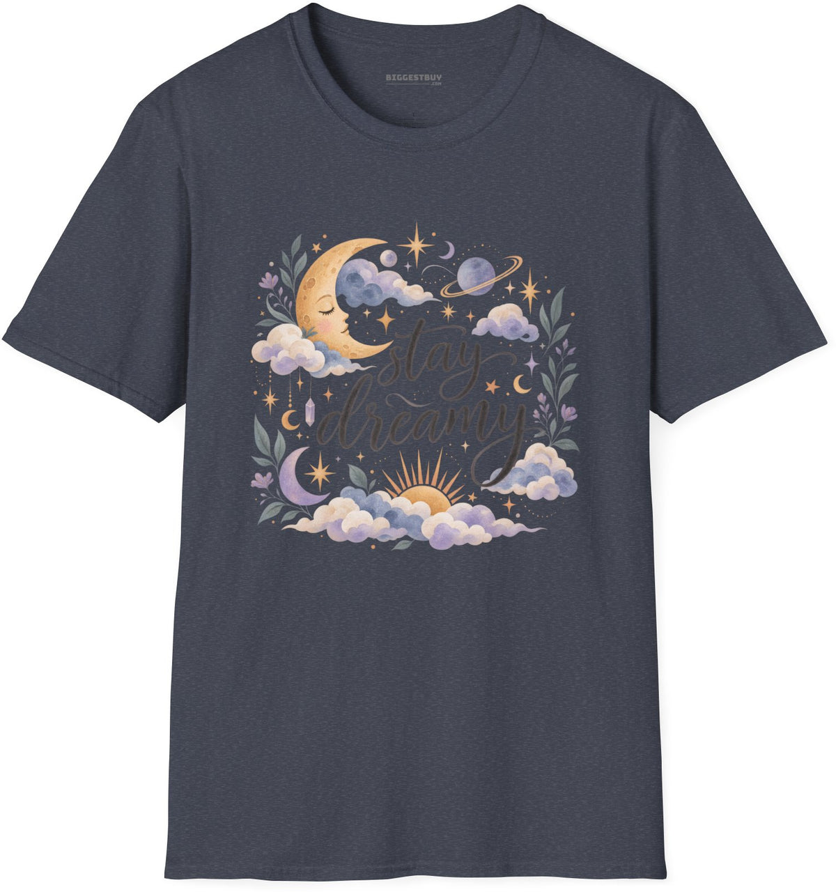 Moonlit Dreams - Softstyle T-Shirt in Heather Navy, front view