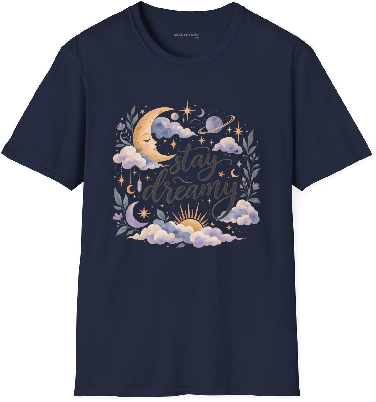 Moonlit Dreams - Softstyle T-Shirt in Navy, front view