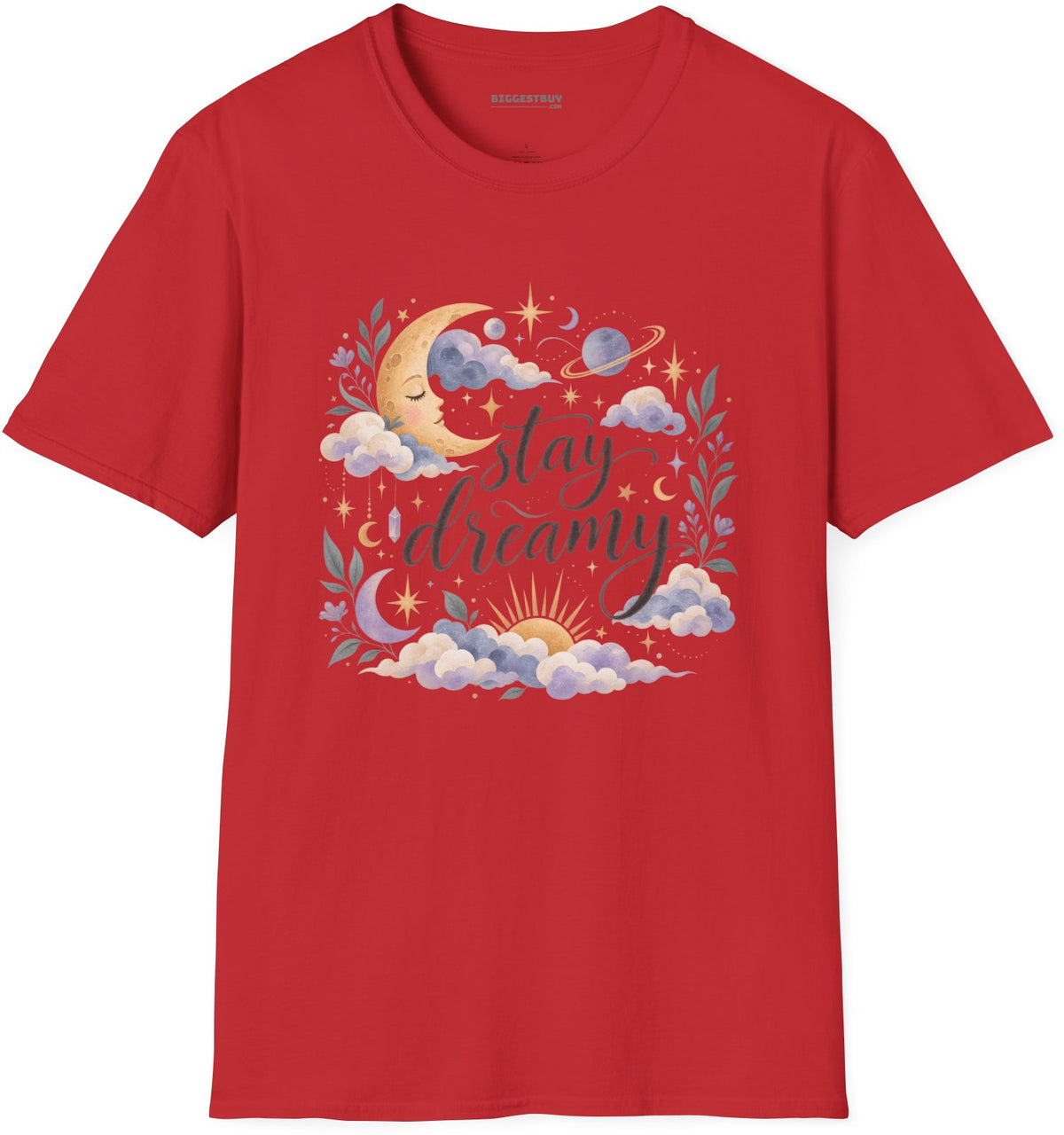 Moonlit Dreams - Softstyle T-Shirt in Red, front view