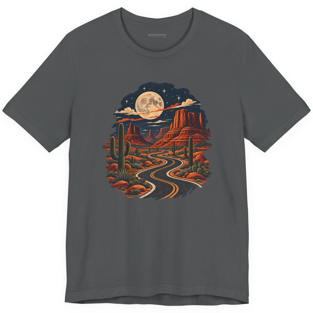 Moonlit Drive - Classic Jersey Tee in Asphalt, front view
