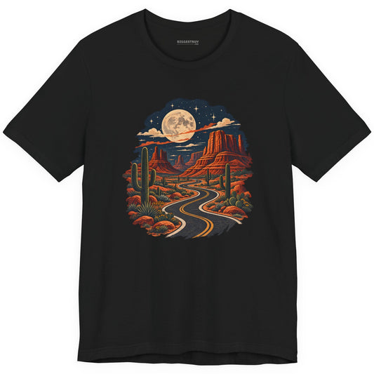 Moonlit Drive - Classic Jersey Tee in Black, front view