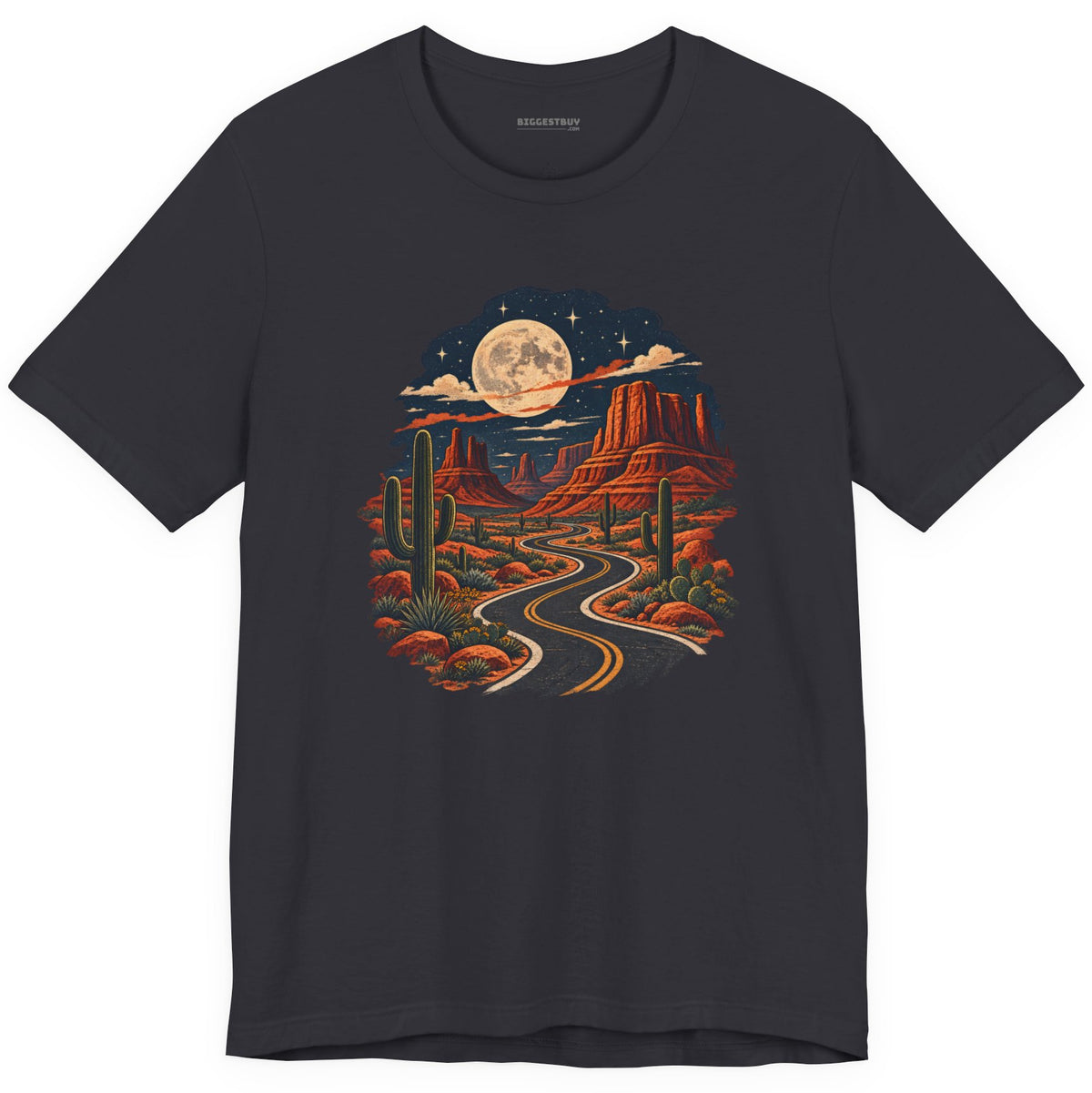 Moonlit Drive - Classic Jersey Tee in Dark Grey, front view