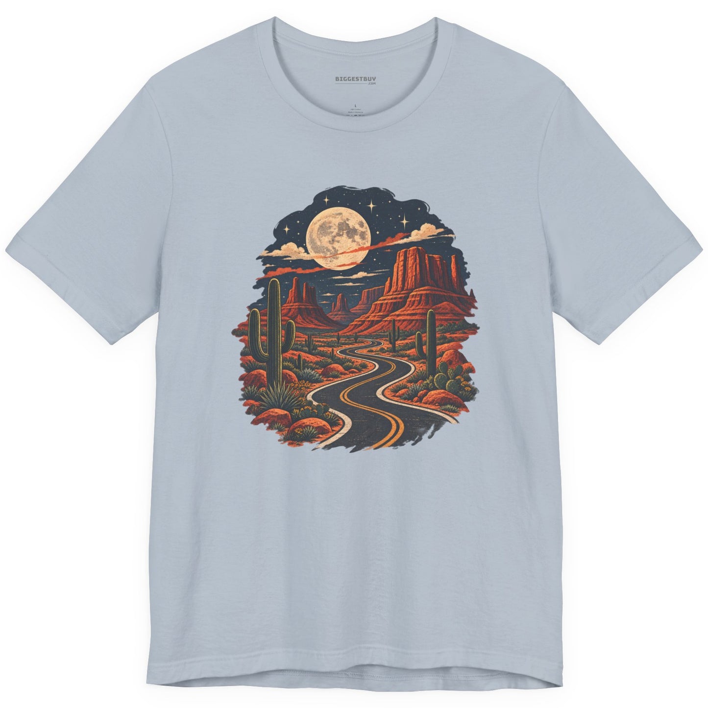 Moonlit Drive - Classic Jersey Tee in Light Blue, front view