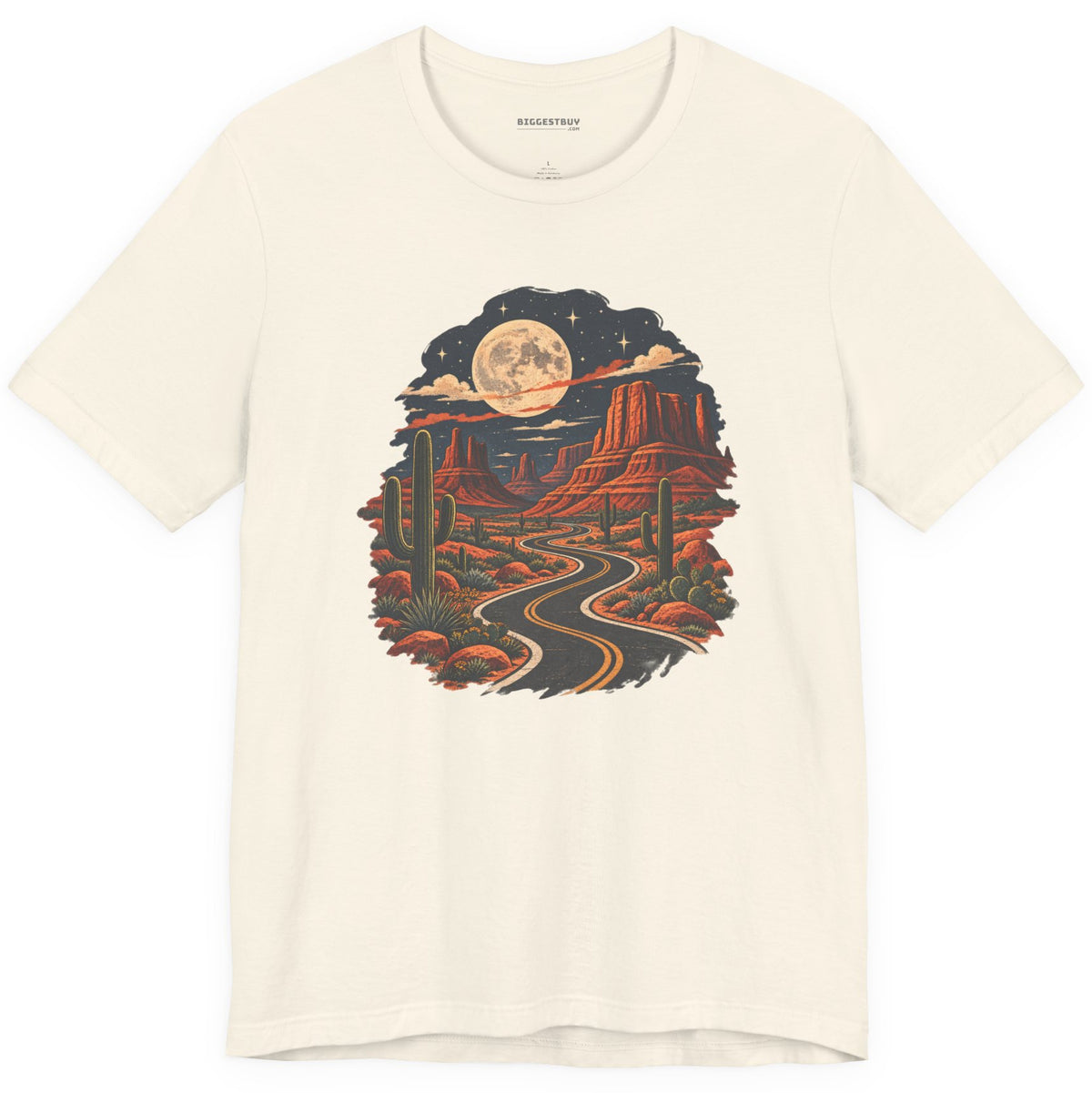 Moonlit Drive - Classic Jersey Tee in Natural, front view