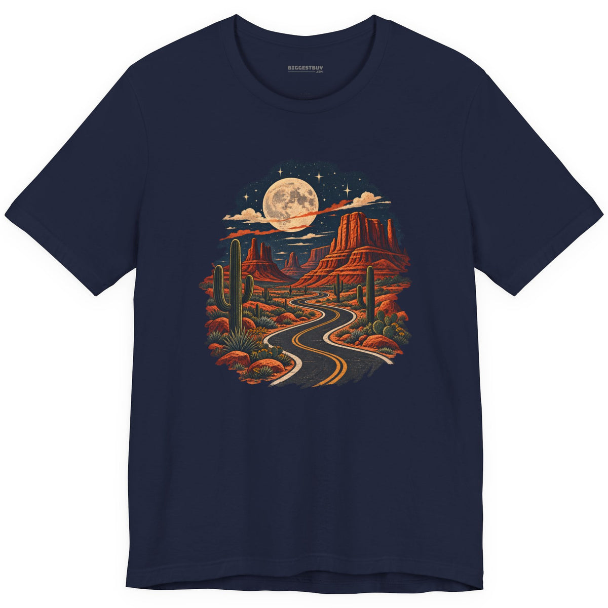 Moonlit Drive - Classic Jersey Tee in Navy, front view