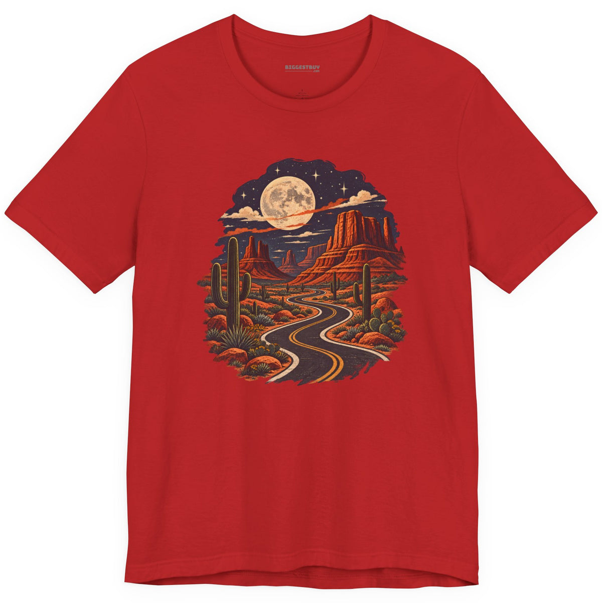 Moonlit Drive - Classic Jersey Tee in Red, front view