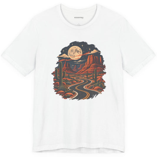 Moonlit Drive - Classic Jersey Tee in White, front view