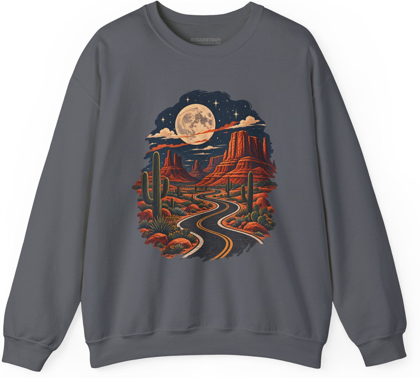 Moonlit Drive - Crewneck Sweatshirt in Charcoal, front view