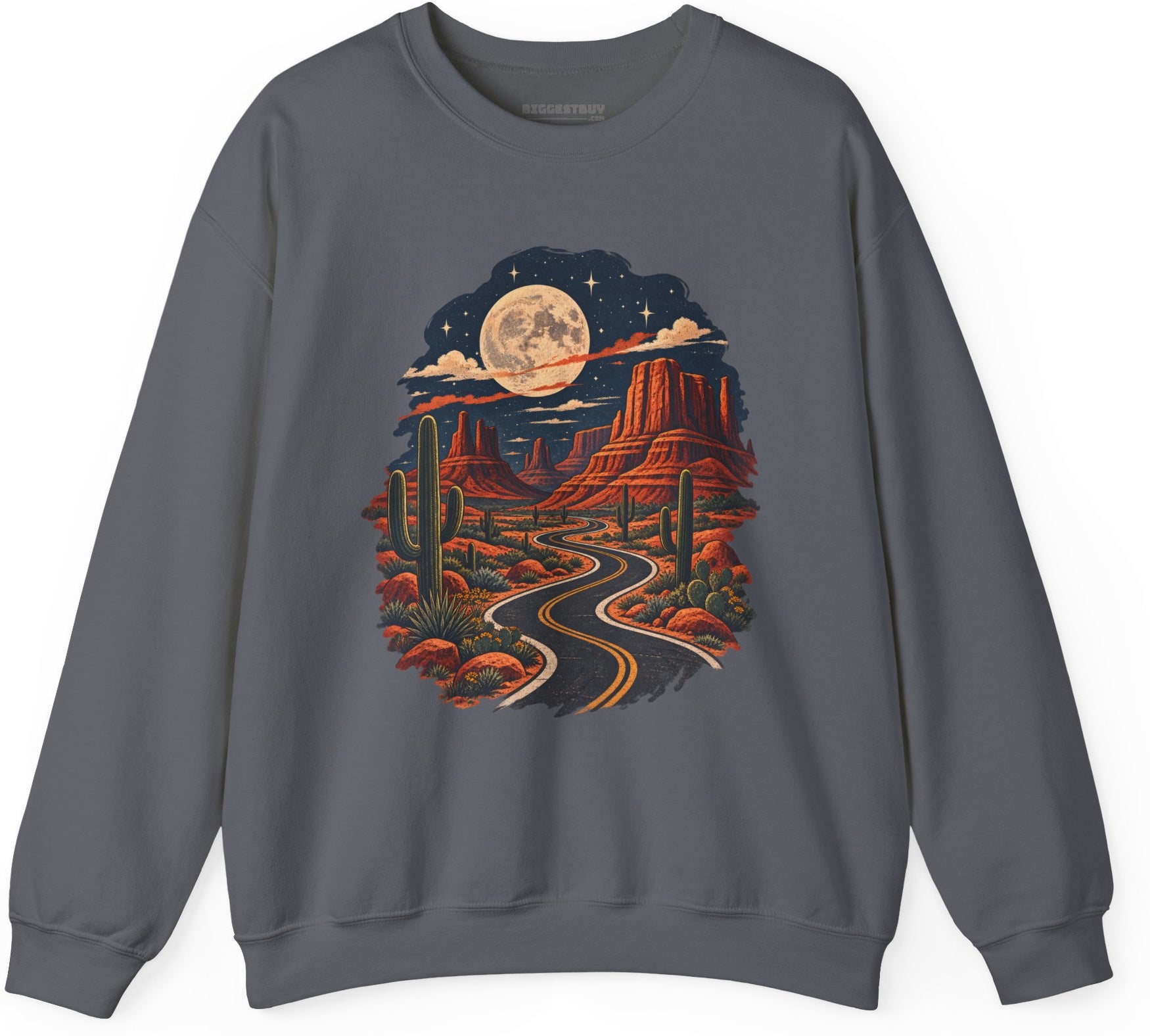 Moonlit Drive - Crewneck Sweatshirt in Charcoal, front view