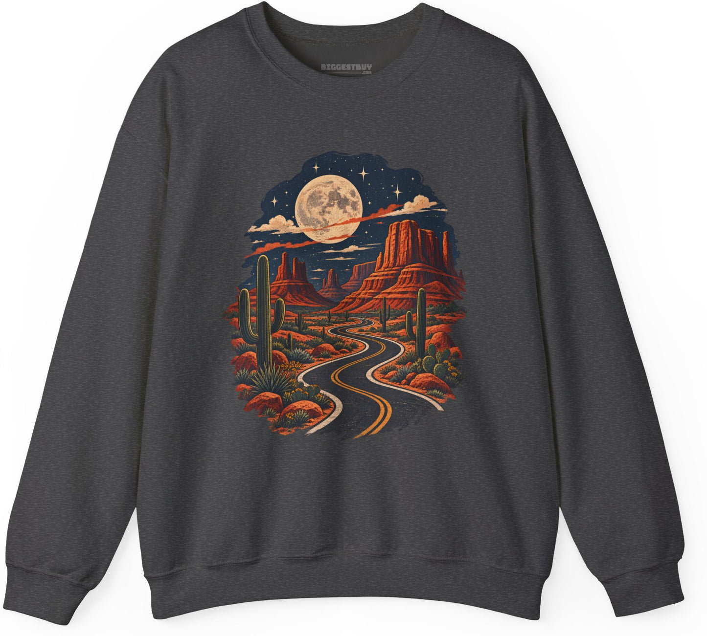 Moonlit Drive - Crewneck Sweatshirt in Dark Heather, front view