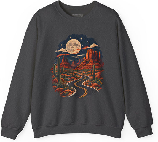 Moonlit Drive - Crewneck Sweatshirt in Dark Heather, front view