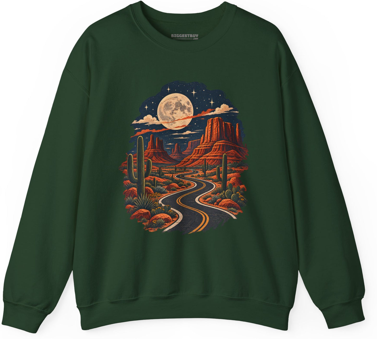 Moonlit Drive - Crewneck Sweatshirt in Forest Green, front view