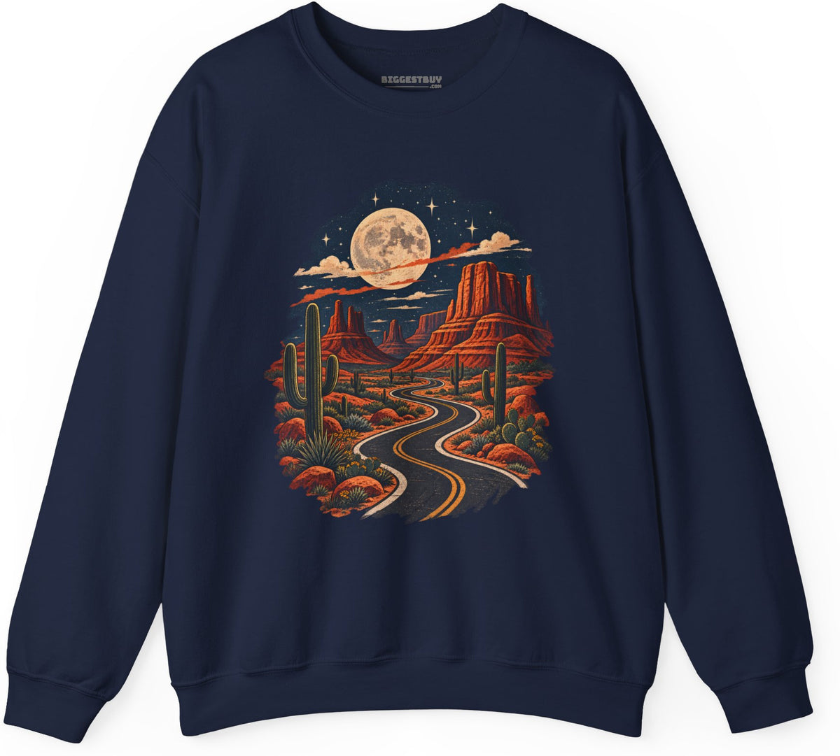 Moonlit Drive - Crewneck Sweatshirt in Navy, front view