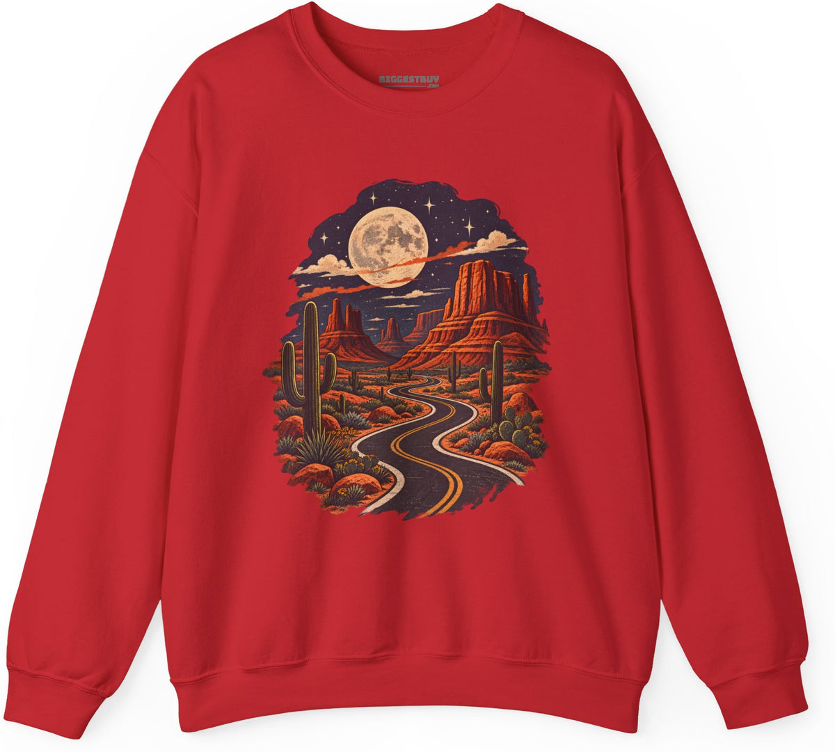 Moonlit Drive - Crewneck Sweatshirt in Red, front view