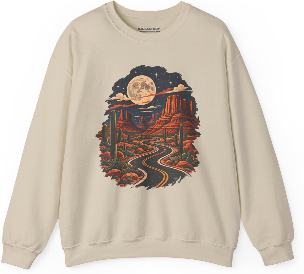 Moonlit Drive - Crewneck Sweatshirt in Sand, front view