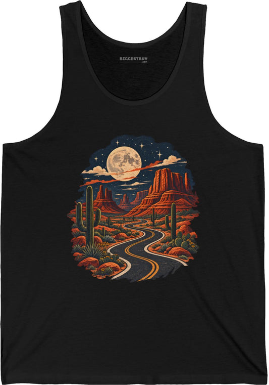 Moonlit Drive - Jersey Tank Top in Black, front view