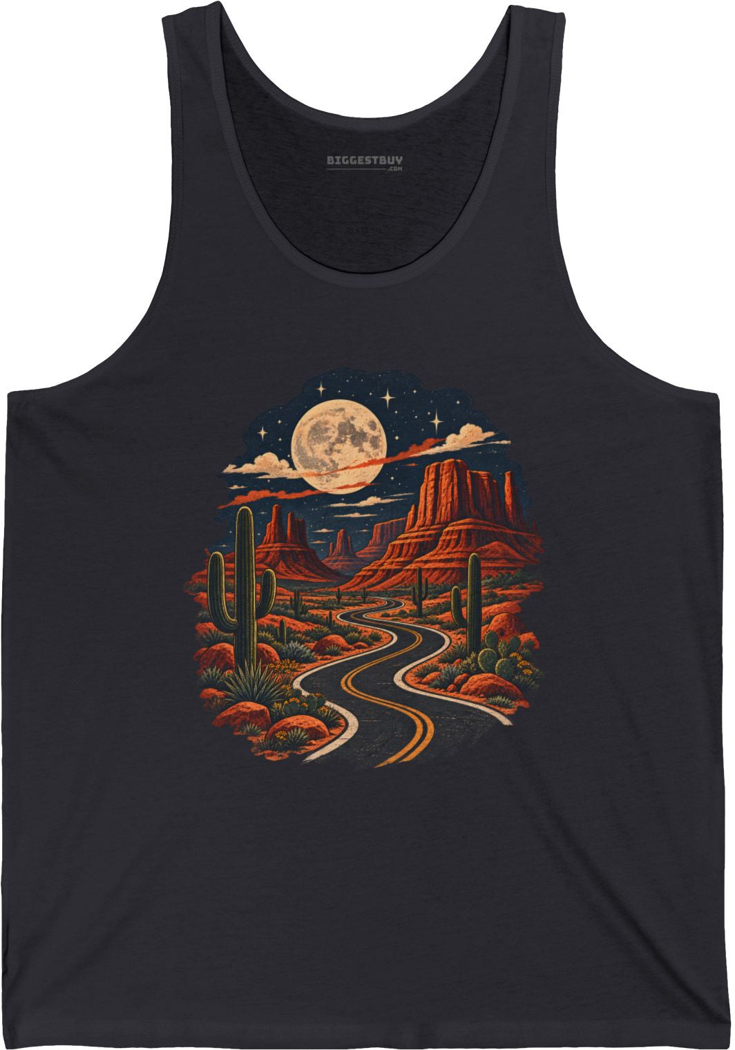 Moonlit Drive - Jersey Tank Top in Dark Grey, front view