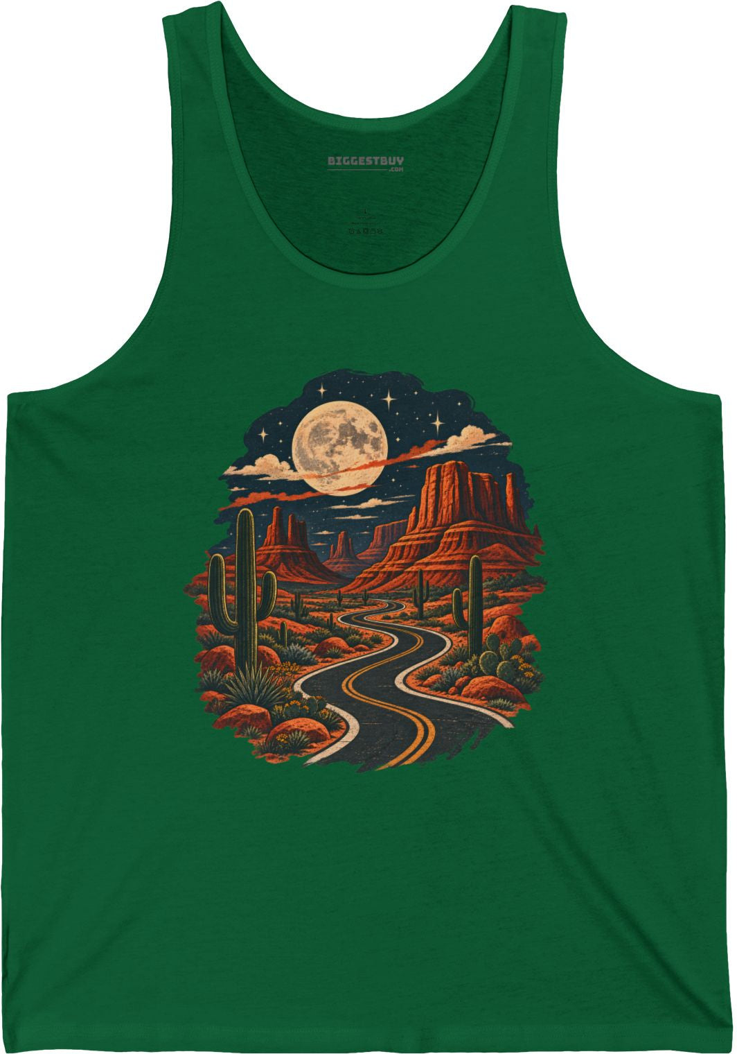 Moonlit Drive - Jersey Tank Top in Kelly, front view