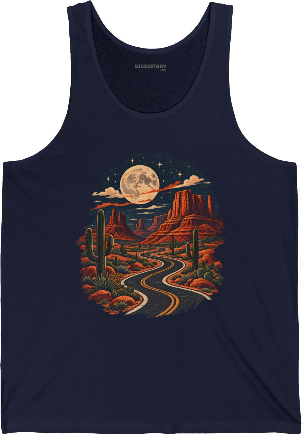 Moonlit Drive - Jersey Tank Top in Navy, front view