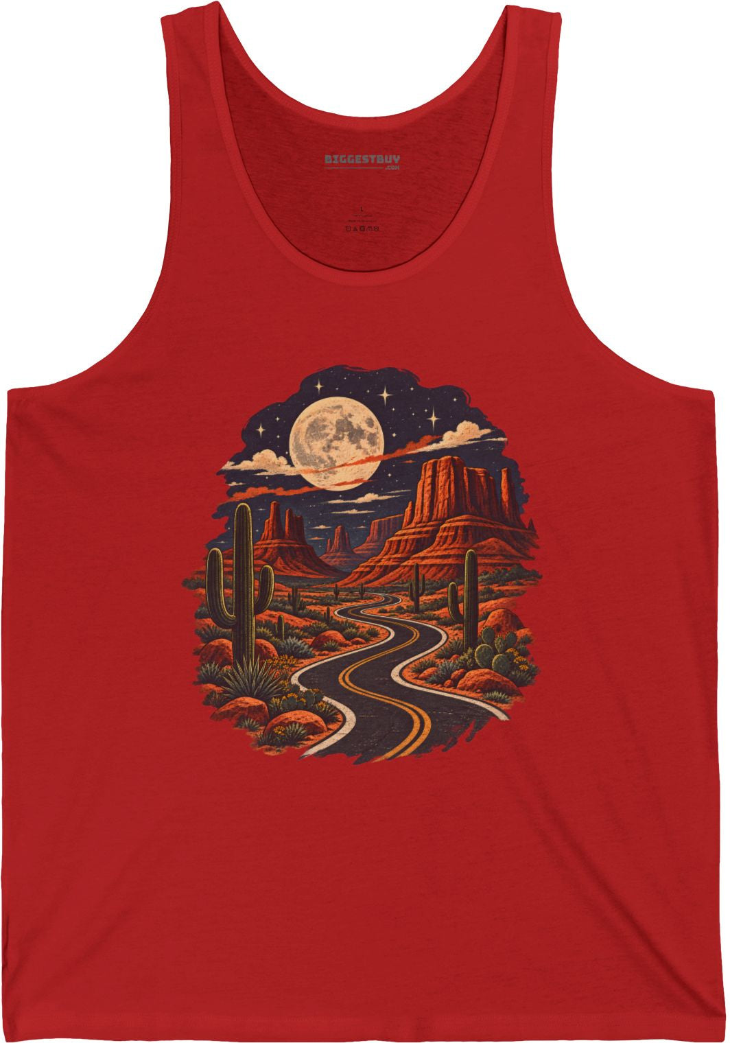 Moonlit Drive - Jersey Tank Top in Red, front view