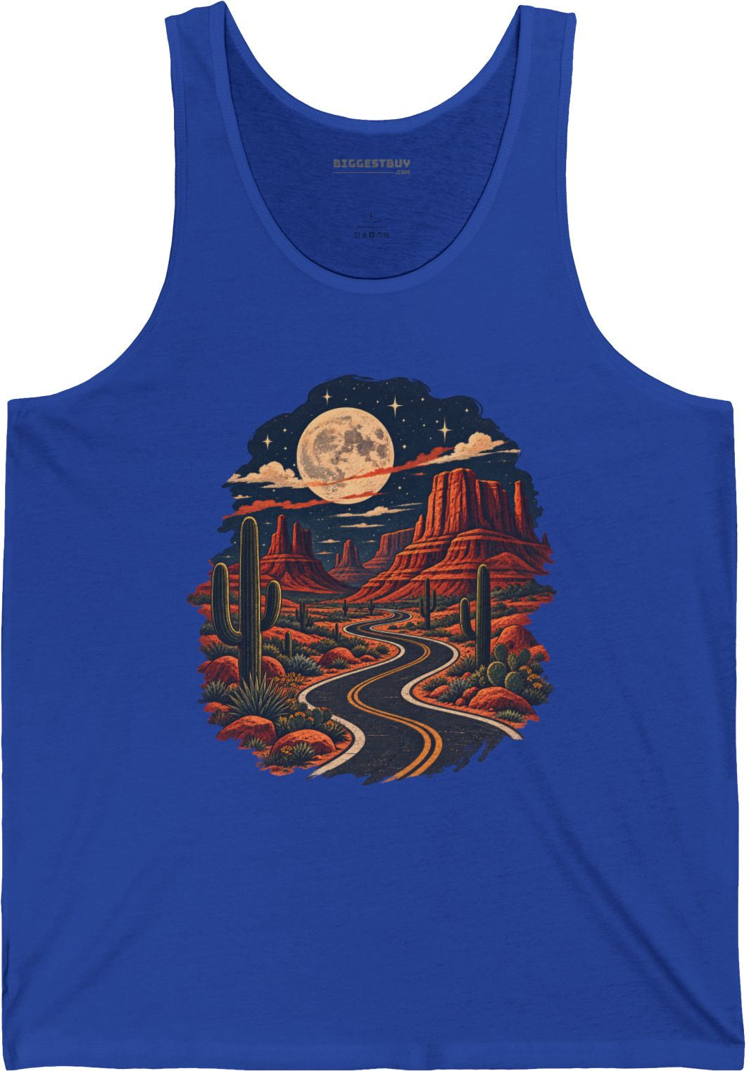 Moonlit Drive - Jersey Tank Top in True Royal, front view